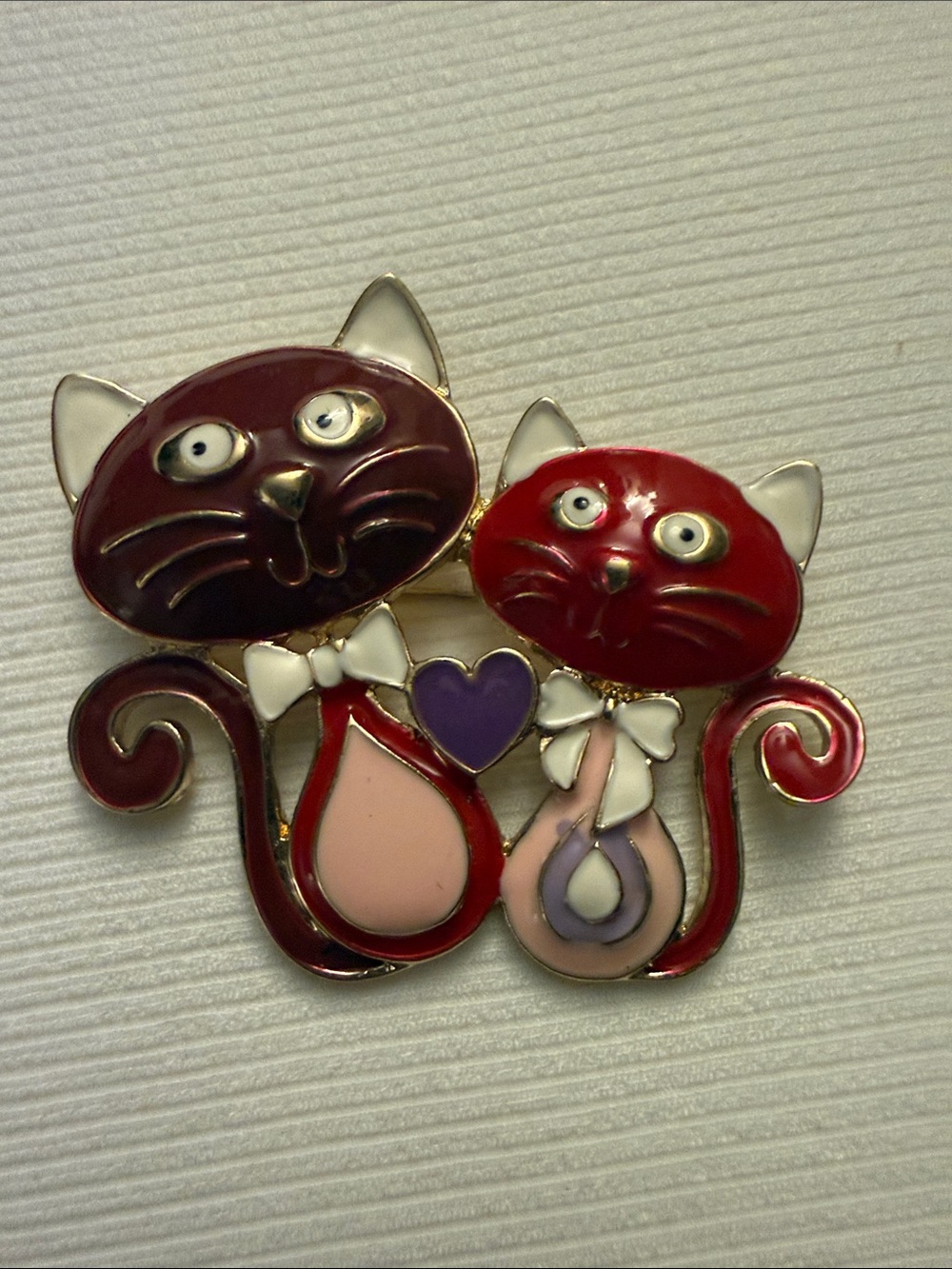 Cat Duo Enamel Brooch - Women’s jewelry